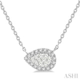 1/6 ctw Pear Shape Round Cut Diamond Lovebright Necklace in 14K White Gold