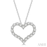 1 1/2 ctw Heart Shape Round Cut Diamond Pendant With Chain in 14K White Gold