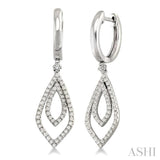 1/2 Ctw Round Cut Diamond Dangle Earrings in 14K White Gold