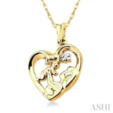 Mom & Child Heart Shape Diamond Pendant