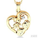 Mom & Child Heart Shape Diamond Pendant