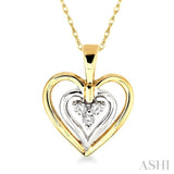 1/20 Ctw Round Cut Diamond Double Heart Pendant in 10K Yellow Gold with Chain