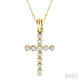 1/4 Ctw Round Cut Diamond Cross Pendant in 14K Yellow Gold with Chain