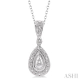 Pear Shape Silver Diamond Pendant