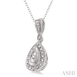 Pear Shape Silver Diamond Pendant