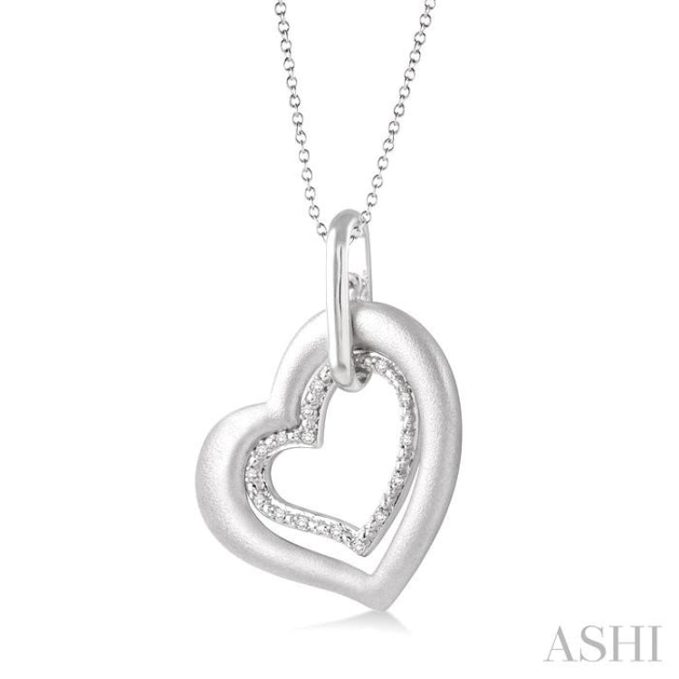 Silver Twin Heart Shape Diamond Pendant