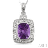 Silver Gemstone & Diamond Pendant