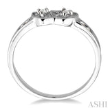 Silver 2 Stone Twin Heart Shape Diamond Fashion Ring