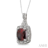 Silver Gemstone & Diamond Pendant