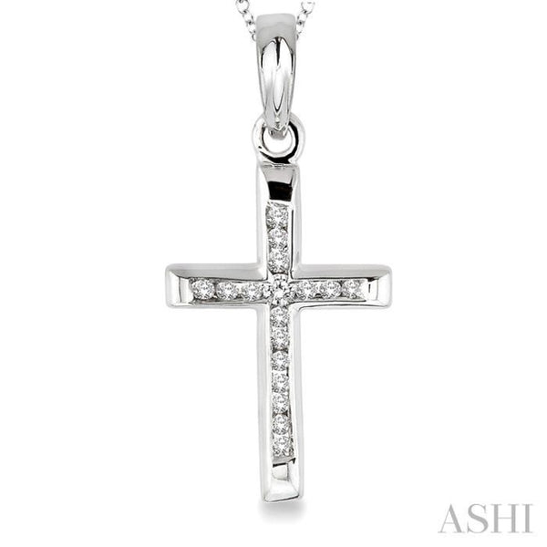 Silver Channel Set Cross Diamond Fashion Pendant - 87078WFADSSSLPD ...