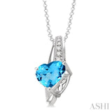 Heart Shape Silver Diamond & Gemstone Pendant