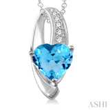 Heart Shape Silver Diamond & Gemstone Pendant