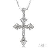 1/20 Ctw Single Cut Diamond Cross Pendant in Sterling Silver with Chain