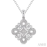 1/20 Ctw Round Cut Diamond Fashion Pendant in Sterling Silver with Chain