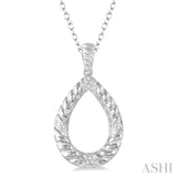 1/20 Ctw Pear Shape Round Cut Diamond Pendant in Sterling Silver with chain