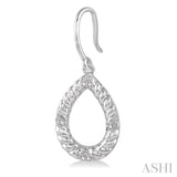 Pear Shape Silver Diamond Earrings