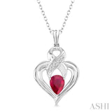 Silver Heart Shape Gemstone & Diamond Fashion Pendant