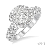 3/4 Ctw Diamond Lovebright Vintage Lattice Engagement Ring in 14K White Gold