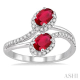 Oval Shape 2 Stone Gemstone & Diamond Ring