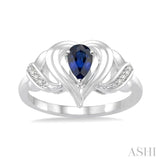 Heart Shape Silver Gemstone & Diamond Fashion Ring