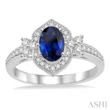 Oval Shape Gemstone & Diamond Ring