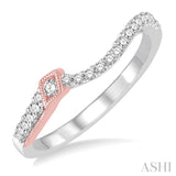 1/5 Ctw Round Cut Diamond Wedding Band in 14K White and Rose Gold
