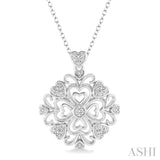 Silver Heart Shape Cluster Diamond Fashion Pendant