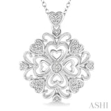 Silver Heart Shape Cluster Diamond Fashion Pendant