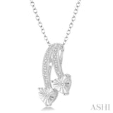 Silver 2 Stone Heart Shape Diamond Fashion Pendant