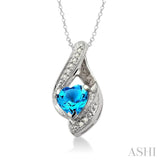 Silver Heart Shape  Diamond & Gemstone Fashion Pendant