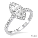 1/2 Ctw Marquise Shape Semi-Mount Diamond Engagement Ring in 14K White Gold