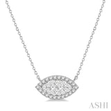 1/2 ctw Marquise Shape Round Cut Diamond Lovebright Necklace in 14K White Gold