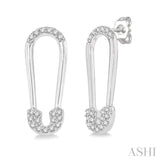 1/6 ctw Safety Pin Round Cut Diamond Earring in 10K White Gold