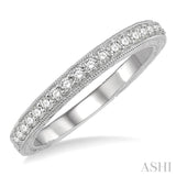 1/4 ctw Milgrain Border Round Cut Diamond Wedding Band in 14K White Gold