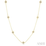 1/10 ctw Star of David Round Cut Diamond Station Necklace in 10K Yellow Gold