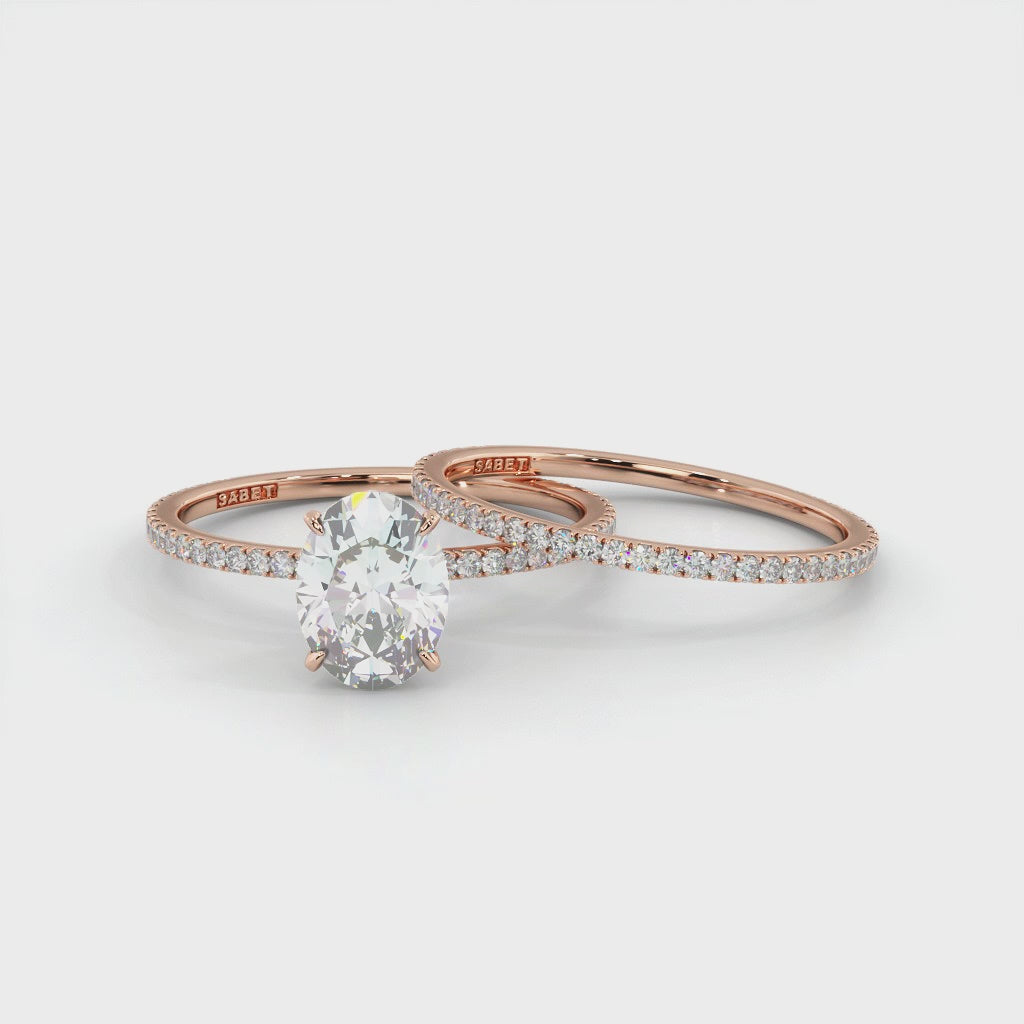 Solitaire Oval Diamond Engagement Ring Set