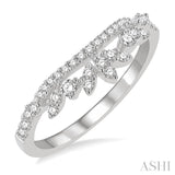 1/3 ctw Alternating Marquise and Circular Mount Round Cut Diamond Curved Band in 14K White Gold