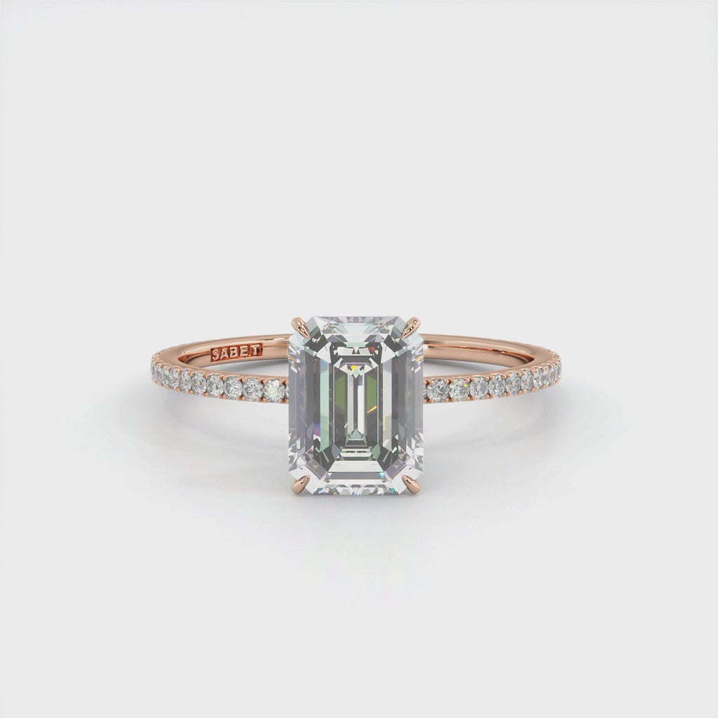 Solitaire Emerald Diamond Engagement Ring