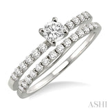 3/4 Ctw Diamond Wedding Set with 1/2 Ctw Round Cut Engagement Ring and 1/4 Ctw Matching Wedding Band in 14K White Gold