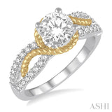 3/8 Ctw Diamond Engagement Ring with 1/4 Ct Round Cut Center Stone in 14K White and Yellow Gold