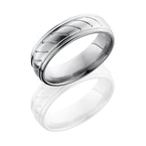 Titanium 7mm Domed Band with Rounded Edges and Striped Pattern