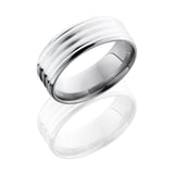 Titanium 8mm Beveled Band with Sterling Silver Inlay