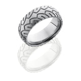 Titanium 8mm Domed Band with Tire Tread Pattern