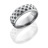 Titanium 8mm Domed Band with Grooved Edges and Dot Pattern