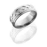 Titanium 8mm Flat Band with Grooved Edges and Infinity Pattern