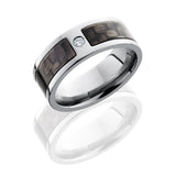 Titanium 8mm Flat Band with 5mm of Carbon Fiber and Flush-set .07 White Round Diamond