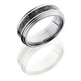 Titanium 8mm Flat Band with 3mm of Carbon Fiber and Rounded Edges