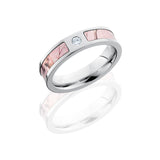 Cobalt Chrome 5mm Flat Band with 3mm of Pink Realtree AP and Flush Set White Round Diamond
