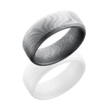 Flat Twist Patterned Damascus Steel 8mm Domed Band with Beveled Edges