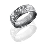 Flat Twist Patterned Damascus Steel 8mm Domed Band